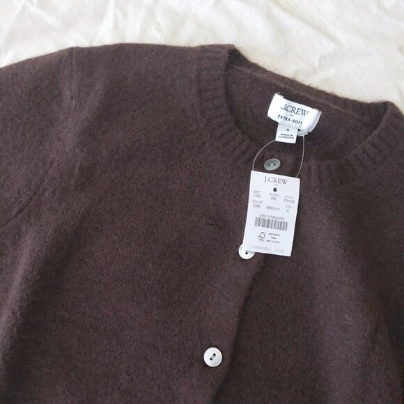 NWT J.Crew Factory Cardigan Sweater in Extra-soft Yarn Cocoa Berry - Picture 8 of 8